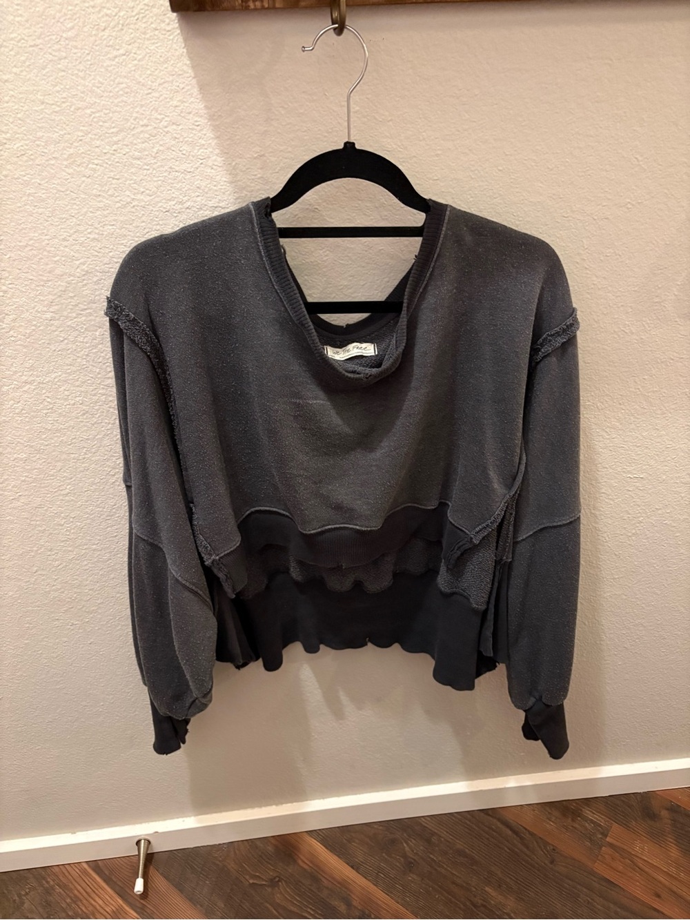 Free People We The Free Camden Cropped Sweater, Black, Size S